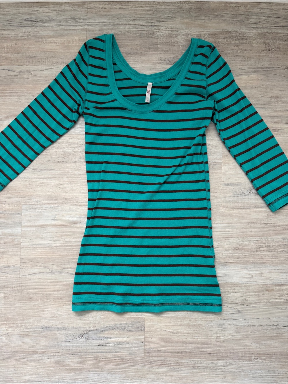 Rue 21- Striped Scoop Neck Teal and Brown Women's Top